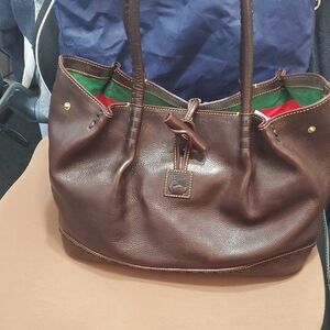 Dooney Florentine Vintage Whipstitch Tomoro Brown Tote Bag